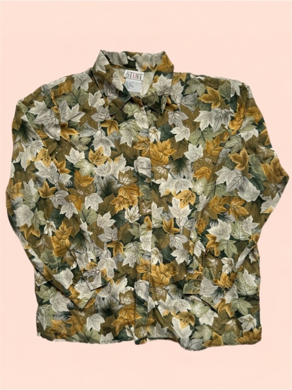 Vintage 90s Stunt Silk Long Sleeve Button Down Floral AOP Unisex Large
